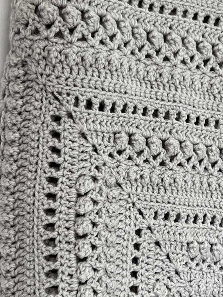 Grey Close up view showing stitch patterns 